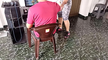 My stepmother comes home from the gym and wants a good cock before they arrive and discover us: while I'm playing on the pc she shows me her pink underwear until I make her scream
